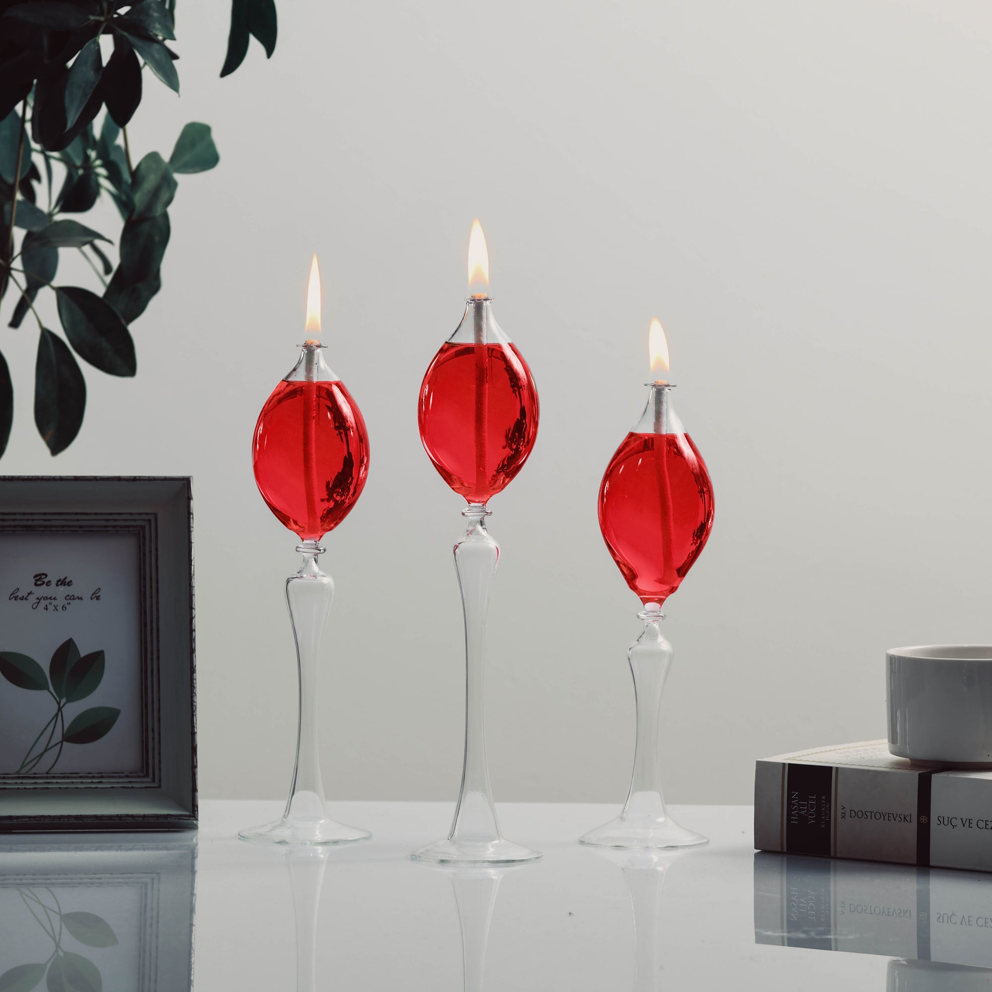 Euphoria Glass Oil Candle Set Red