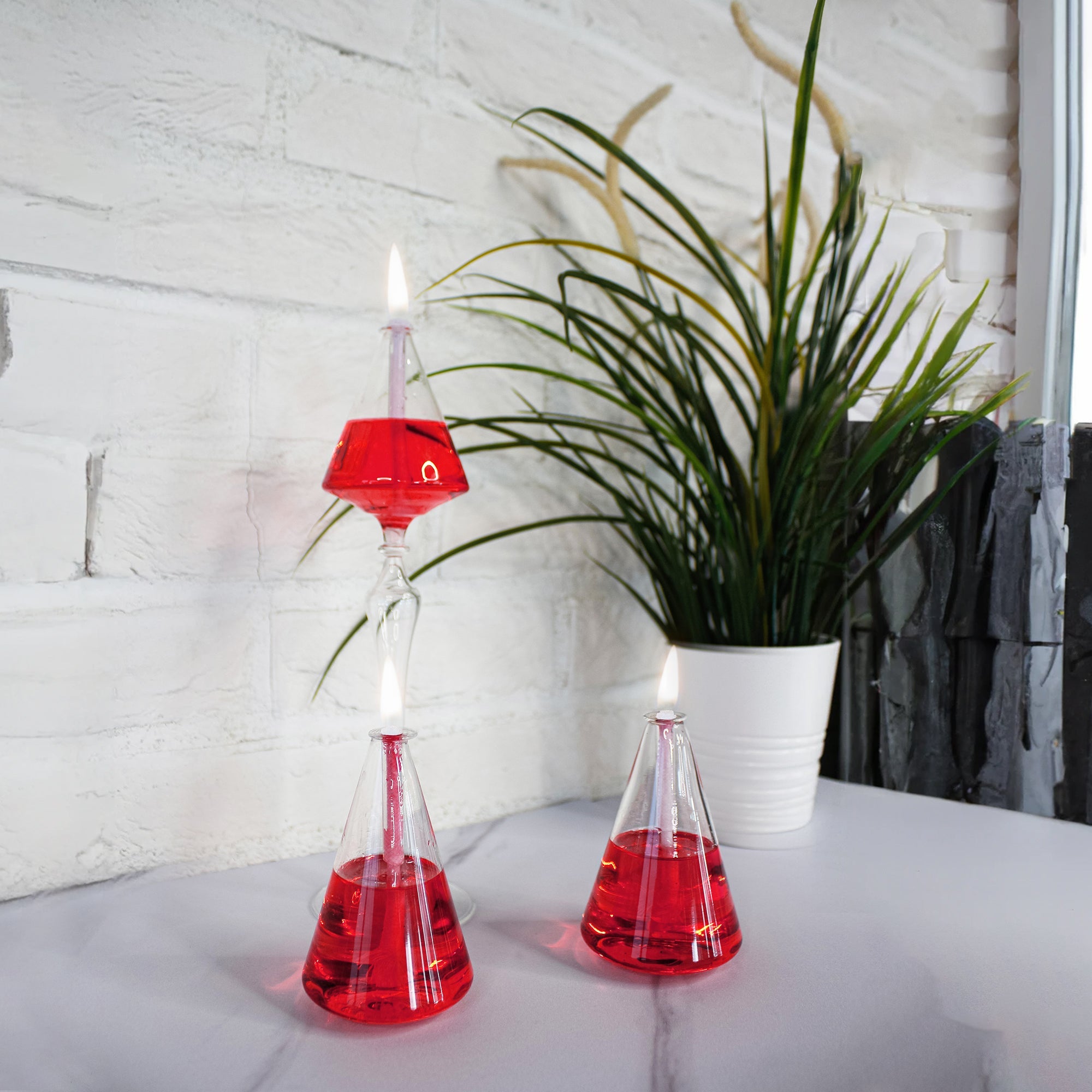 Hope Glass Oil Candle Set Red