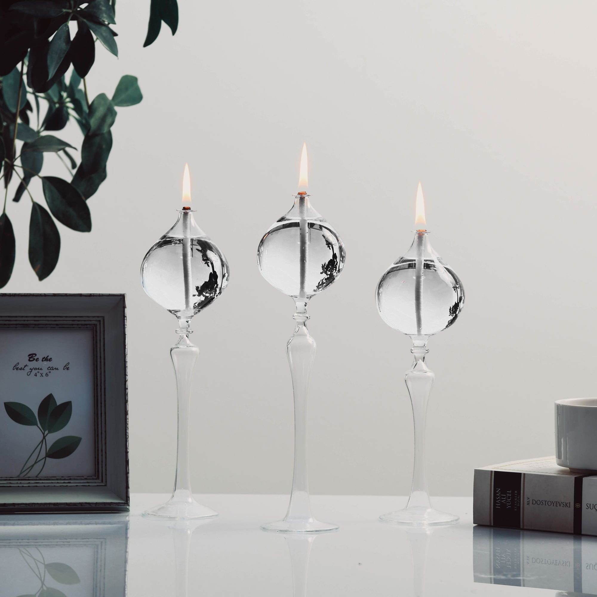 Serenity Glass Oil Candle Set Clear