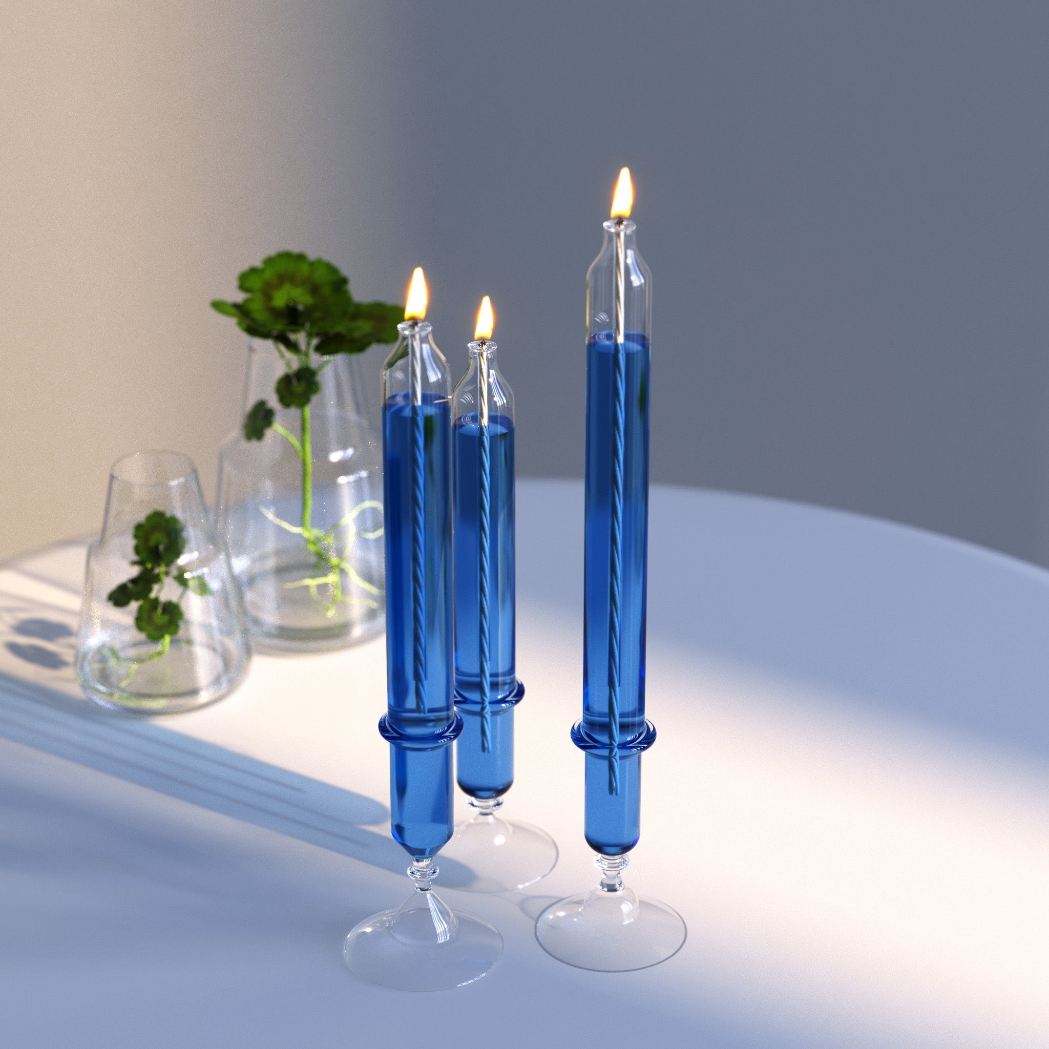 Awe Glass Oil Candle Set Blue