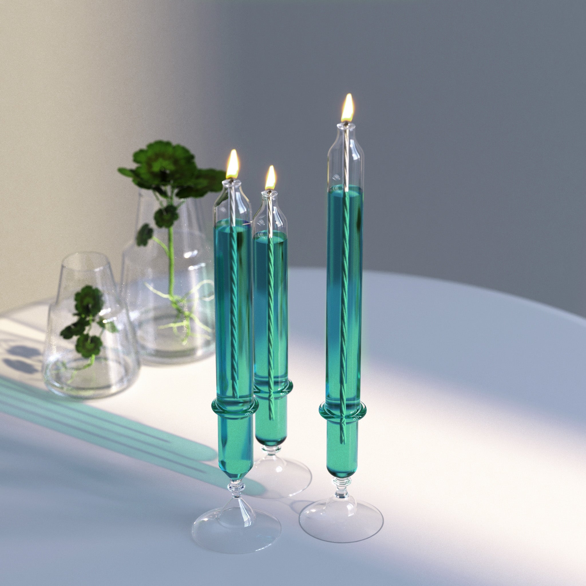 Awe Glass Oil Candle Set Emerald