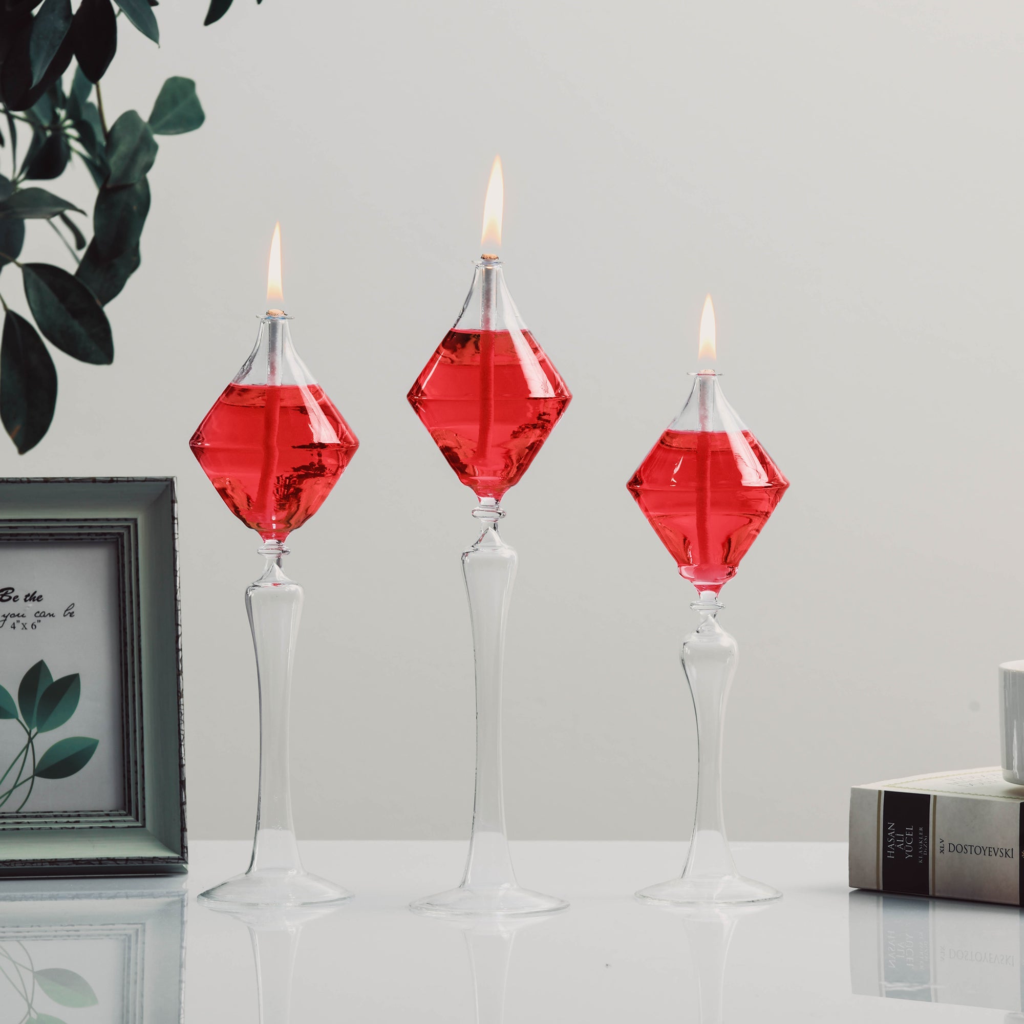 Love Glass Oil Candle Set Red