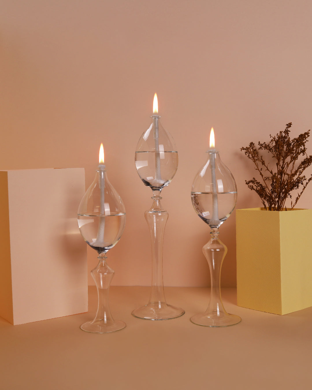 Euphoria Glass Oil Candle Set Clear