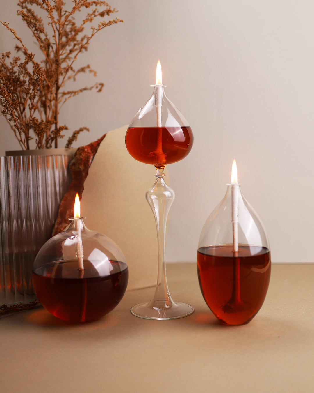 Fame Glass Oil Candle Set Amber