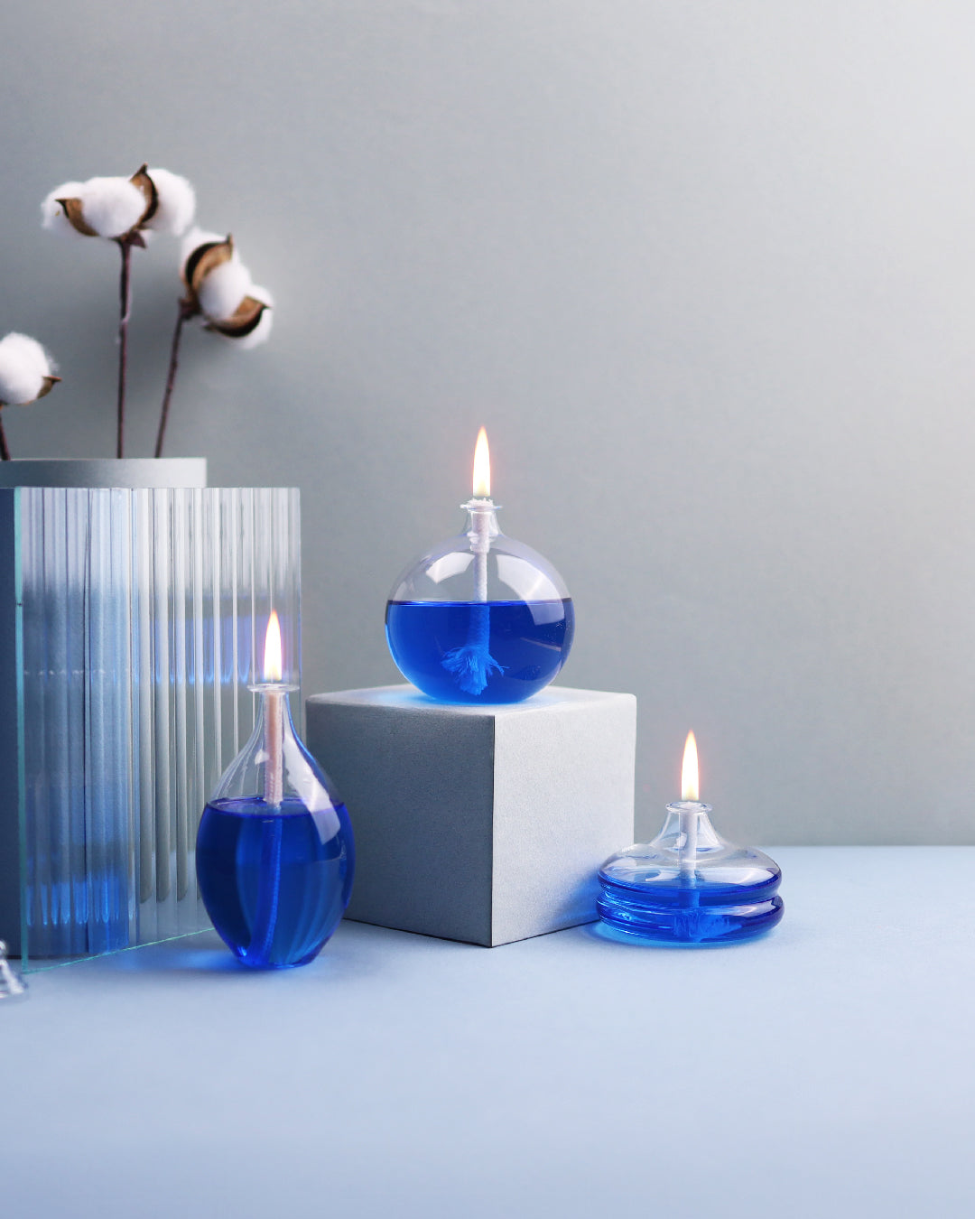 Glory Glass Oil Candle Mini Set Blue