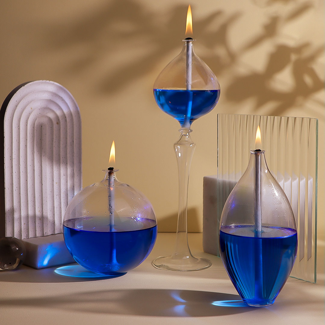 Fame Glass Oil Candle Set Blue