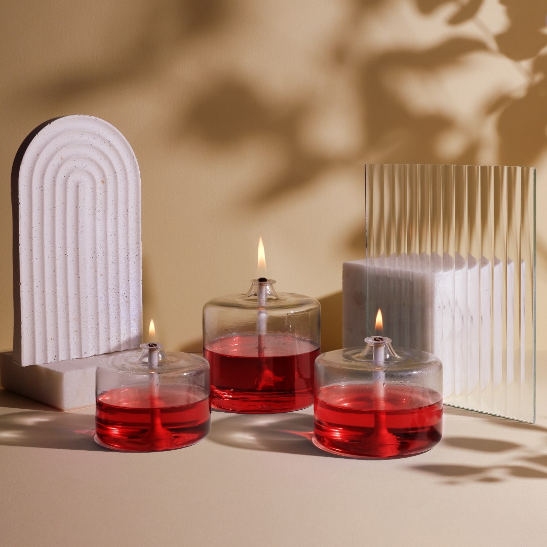 Joy Glass Oil Candle Set Red