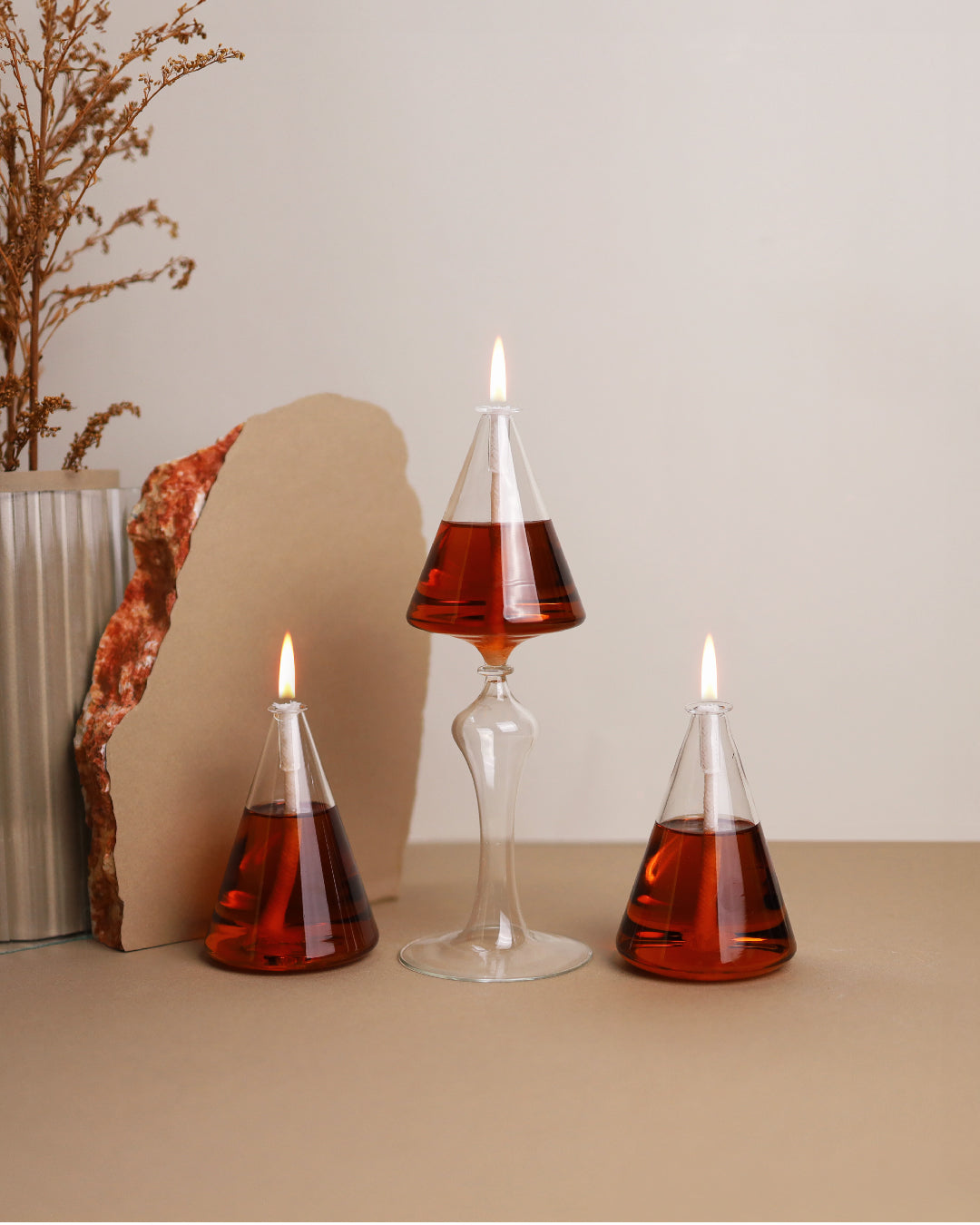 Hope Glass Oil Candle Set Amber