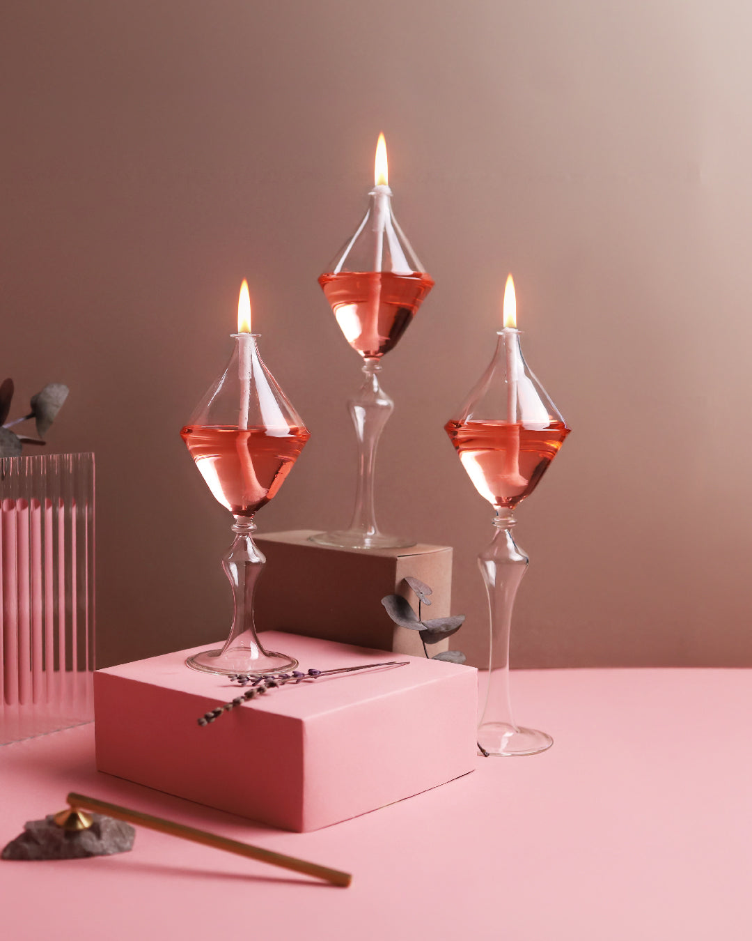 Love Glass Oil Candle Set Rose