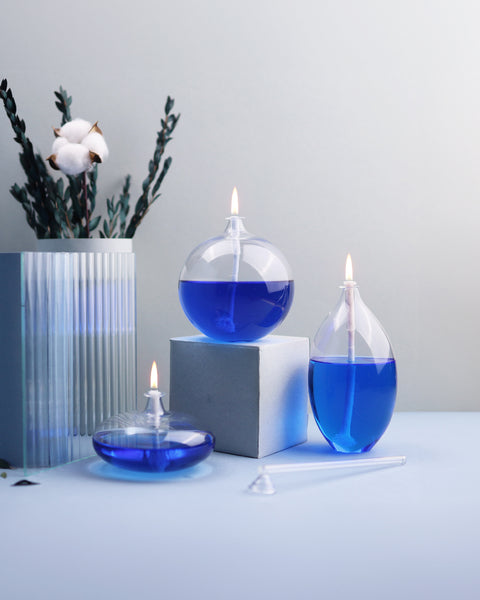 Lake Blue Glass Wax Cup/Glass Candle Holder/Glass Diffuser Bottle