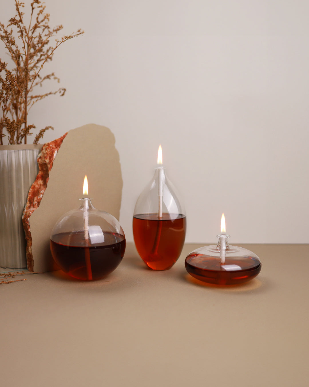 Pride Glass Oil Candle Set Amber