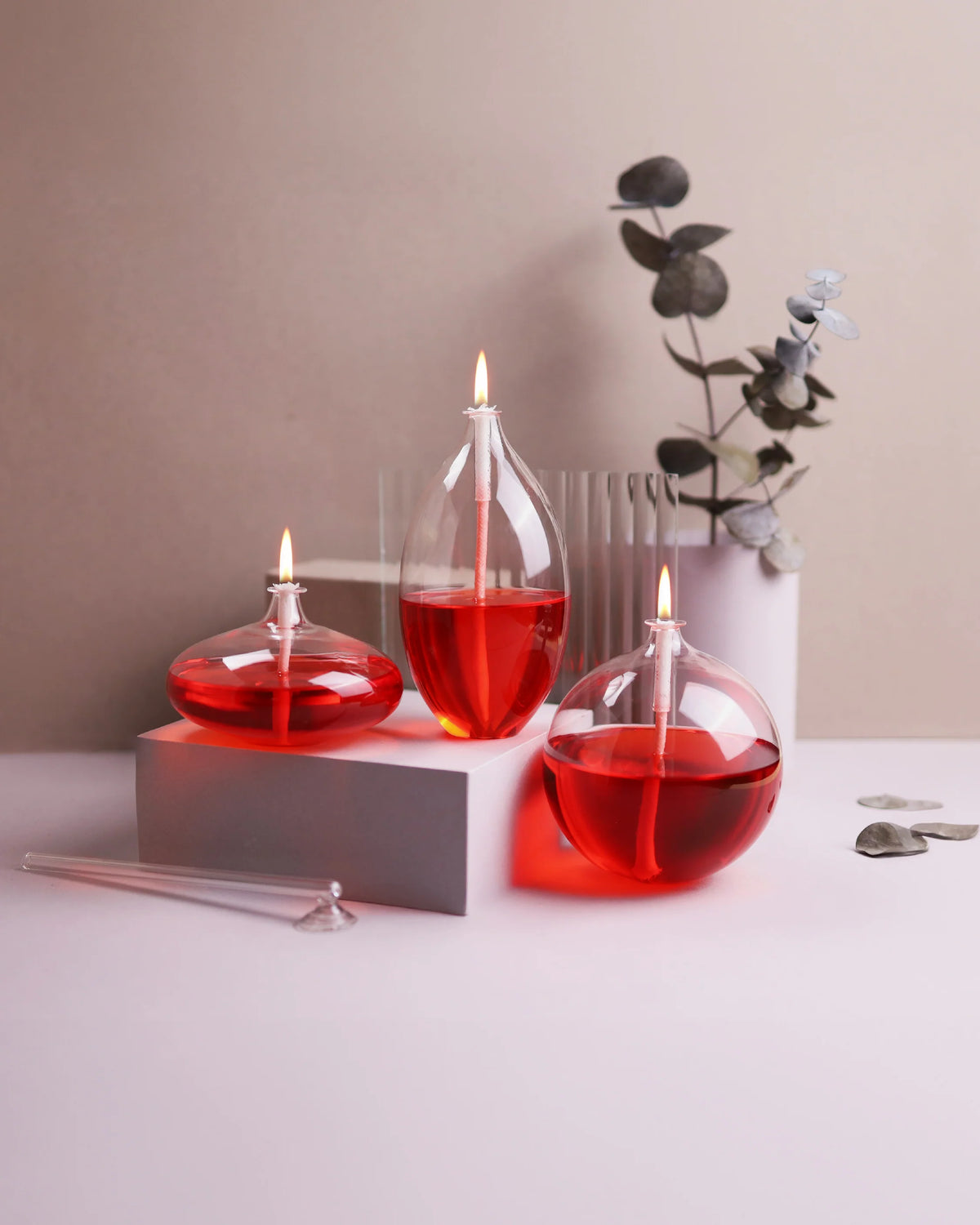 Pride Glass Oil Candle Set Red